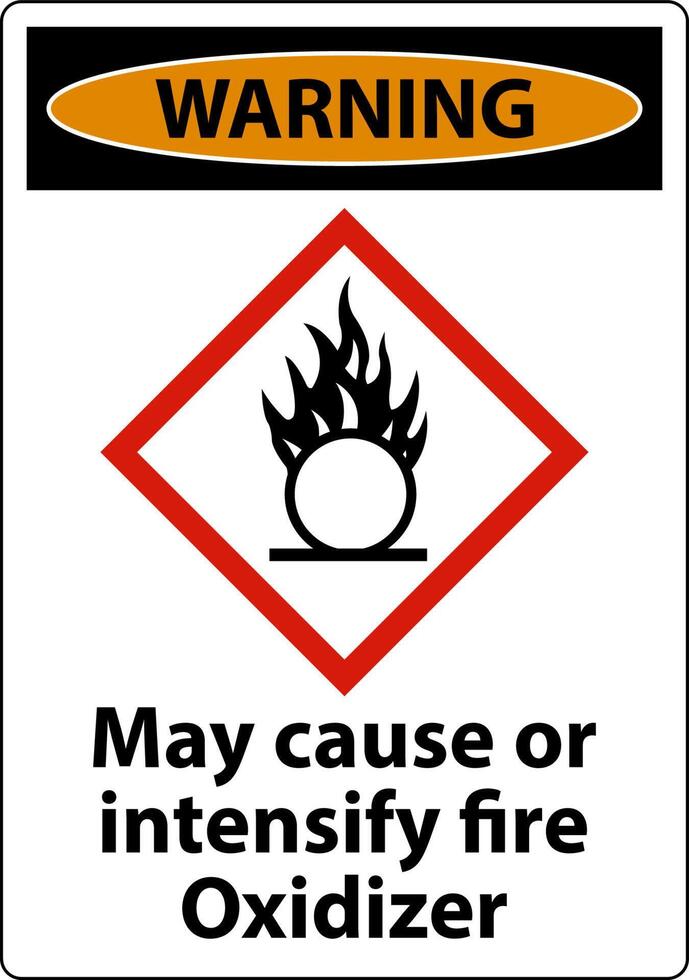 Warning May Cause Or Intensify Fire GHS Sign On White Background vector