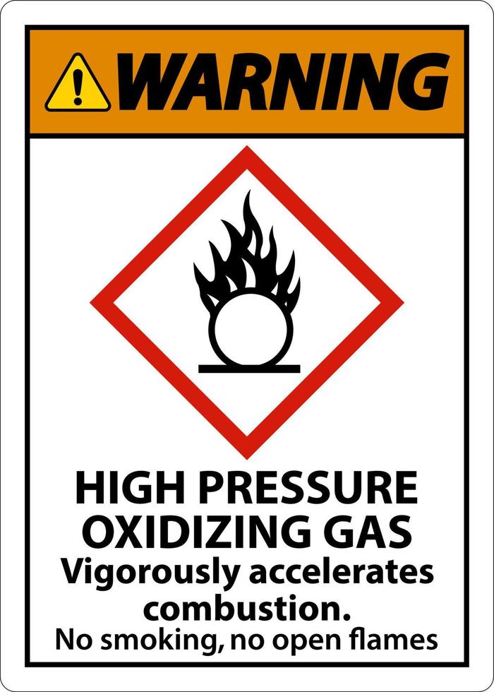 advertencia de gas oxidante de alta presión ghs signo sobre fondo blanco vector