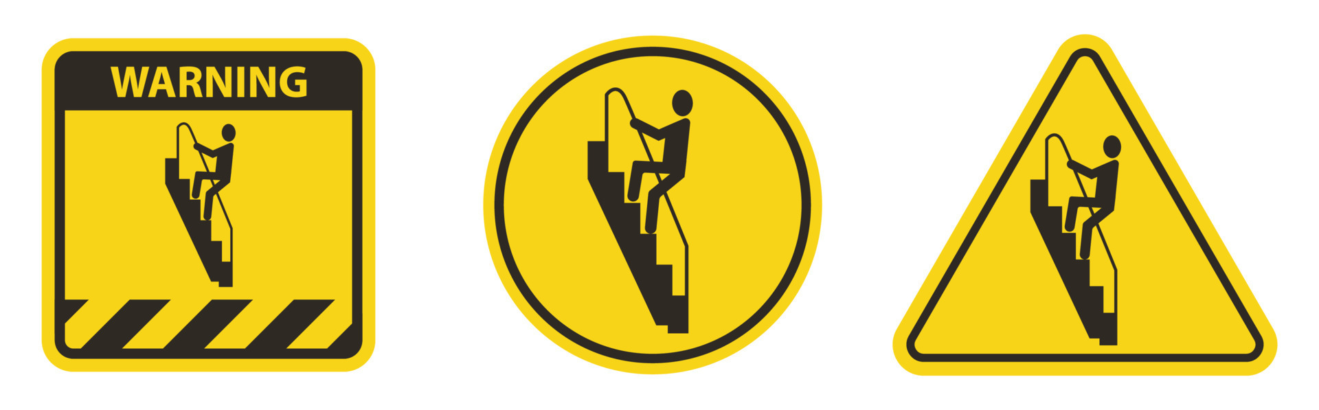 Caution Walk Down Stairs Backwards Sign 8352698 Vector Art at Vecteezy