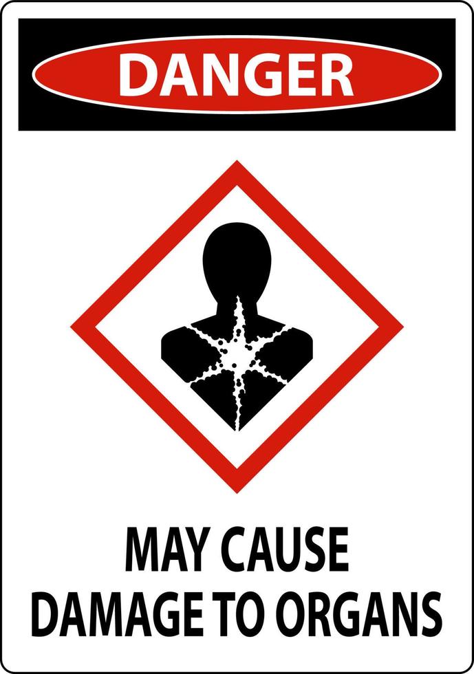 Danger May Cause Damage To Organs GHS Sign On White Background vector