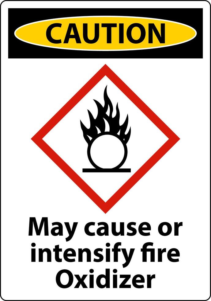 Caution May Cause Or Intensify Fire GHS Sign On White Background vector