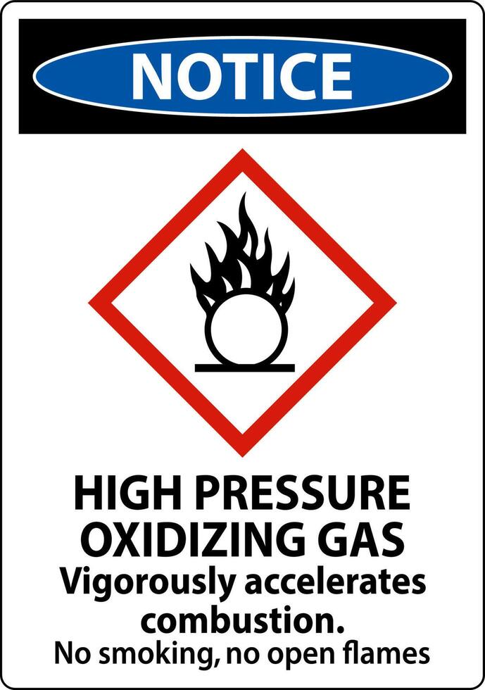 observe el signo de ghs de gas oxidante de alta presión sobre fondo blanco vector