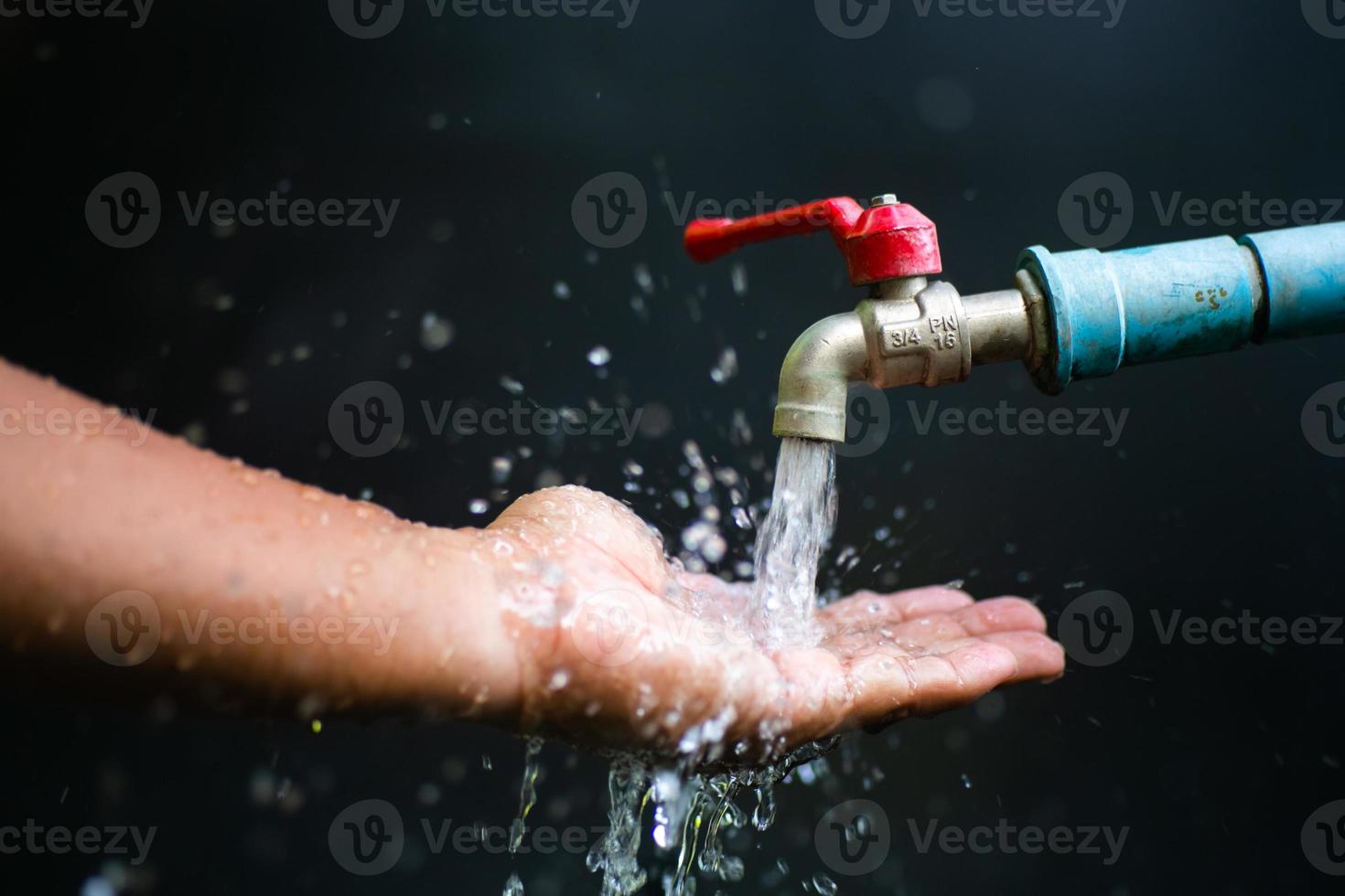 Good water management ideas make us have water to use forever. faucet with running water On a