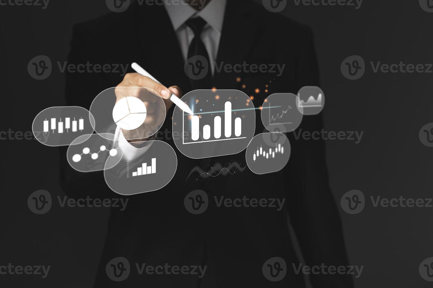 business intelligence concept and Big data analytics with chart and graph icons photo