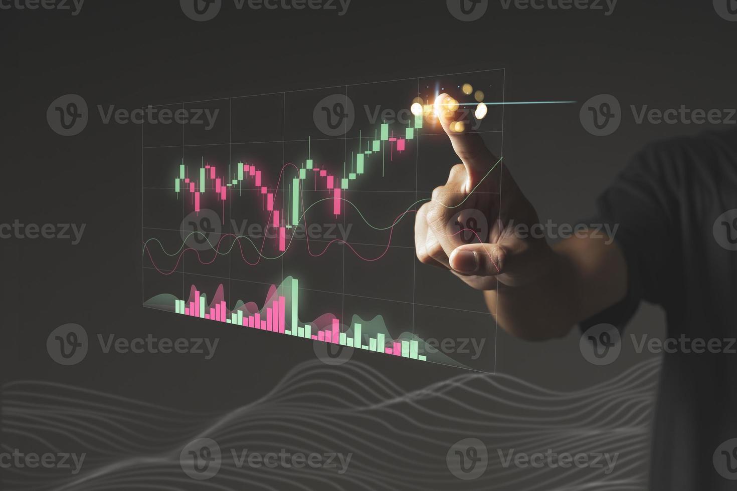 young investor or business man with graphic global network connection and graph chart of stock market investment trading photo