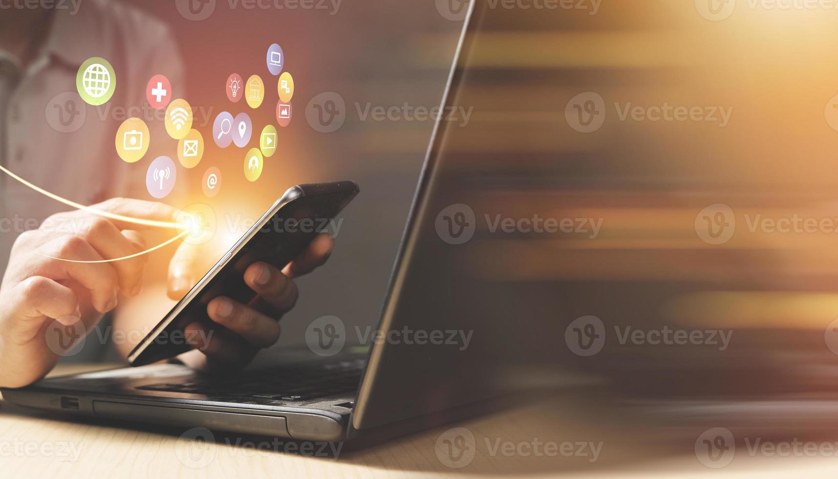 Iot internet of things social network digital marketing business and technology concept photo