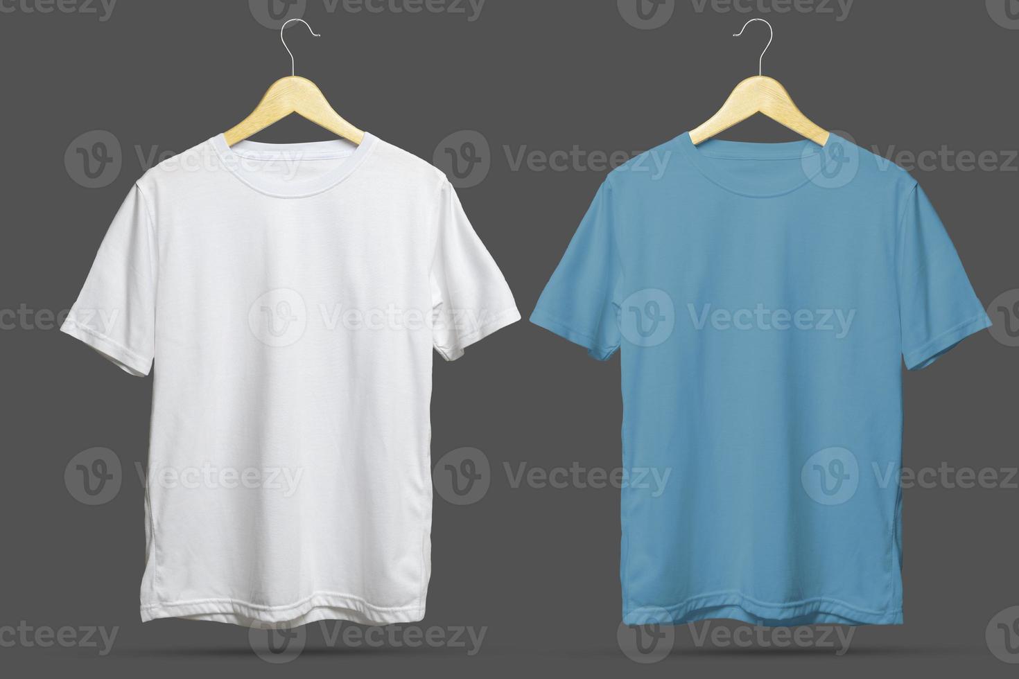 camiseta informal. vista frontal y trasera de una plantilla simulada para una impresión de diseño de camiseta foto