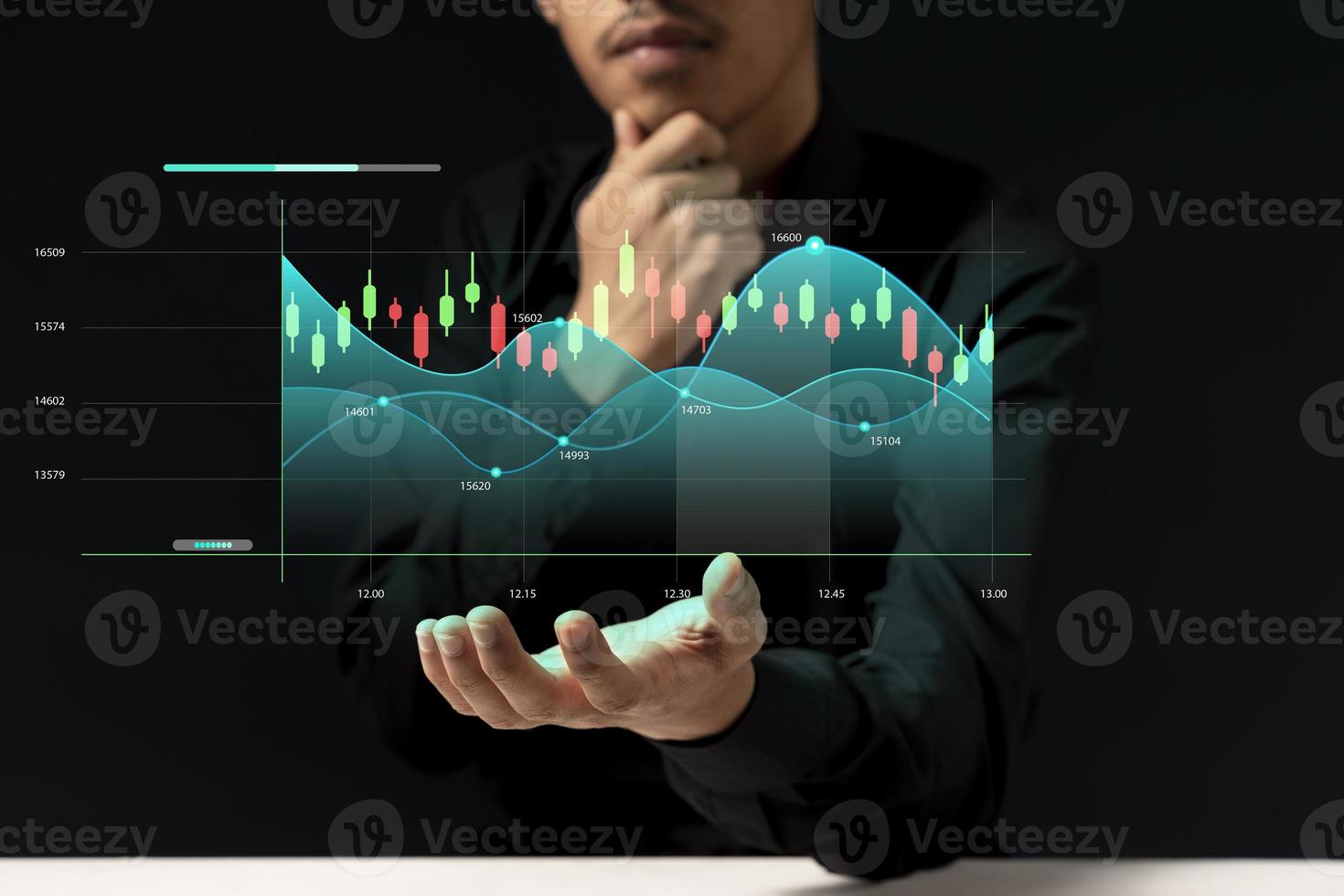 young investor or business man with graphic global network connection and graph chart of stock market investment trading photo