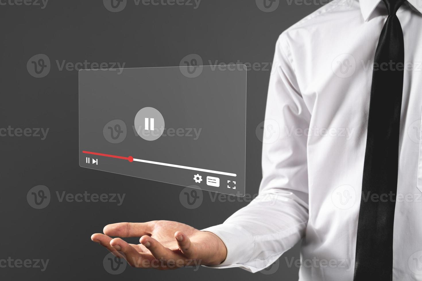 man watching Online live stream window. Video streaming on internet concept. photo