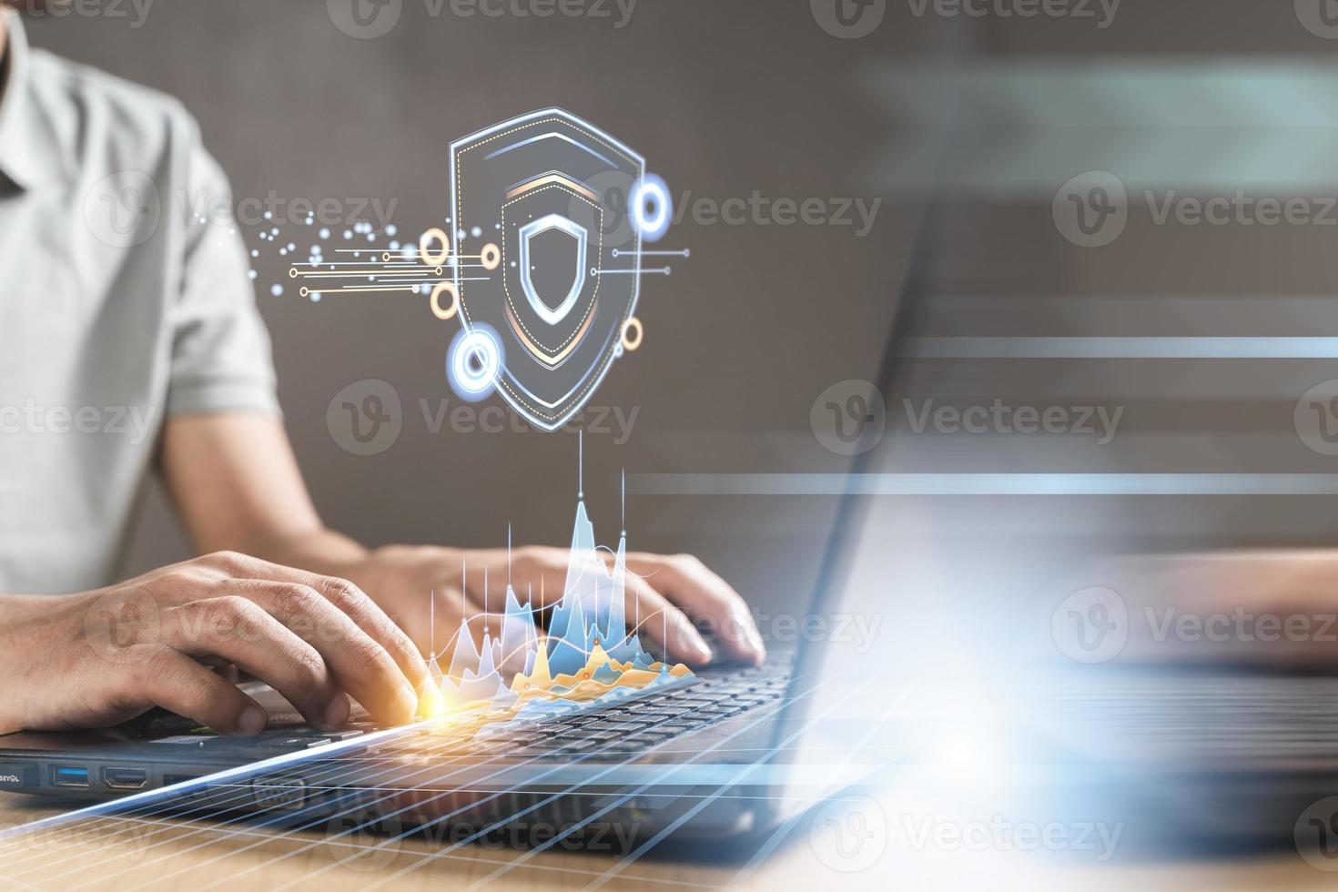 Protection network security computer and safe your data concept, shield protect icon photo
