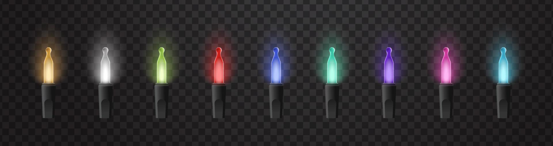 Set of colorful 3d realistic mini string christmas light isolated eps10 vector template