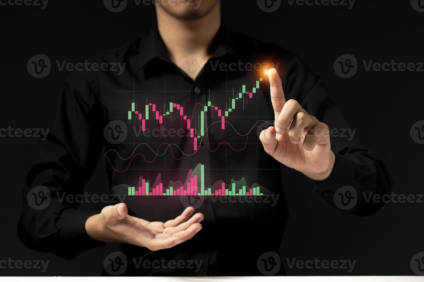 young investor or business man with graphic global network connection and graph chart of stock market investment trading photo