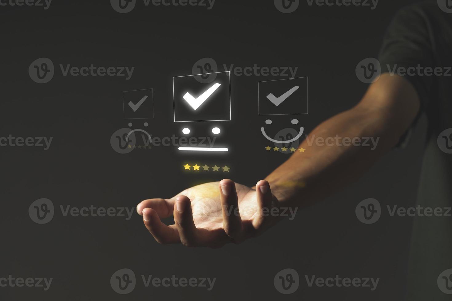 Customer Experience dissatisfied Concept, bad service dislike bad quality, low rating photo