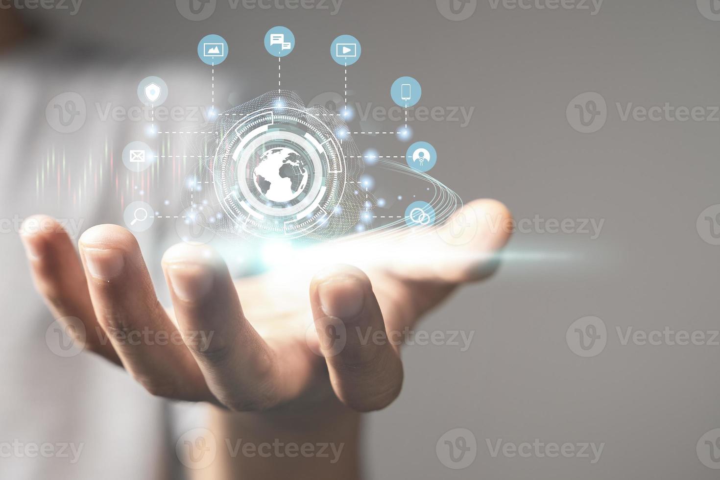 Digital E-commerce and Entertainment, 5G Communication Technology Wireless Internet Network for Global Business Growth photo