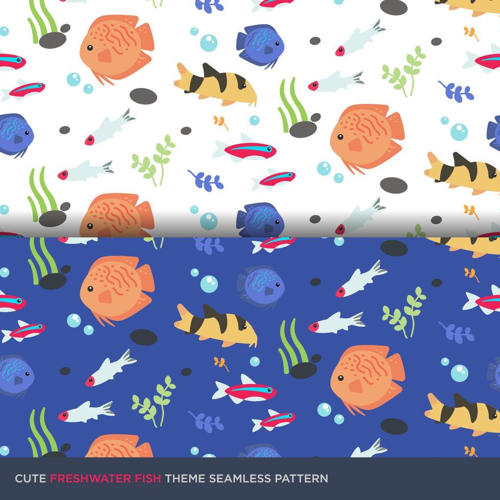 Cute colorful freshwater fish seamless pattern vectorn vector