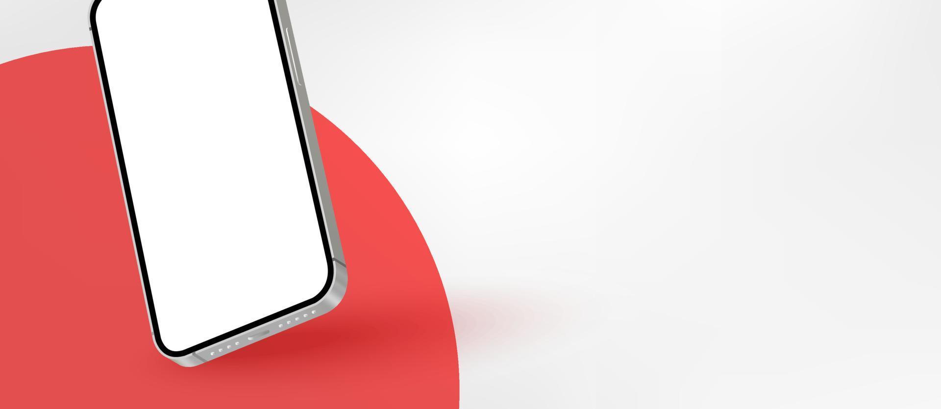 Realistic smartphone mockup presentation template. clean minimal phone ui, website landing page style background with copy space vector