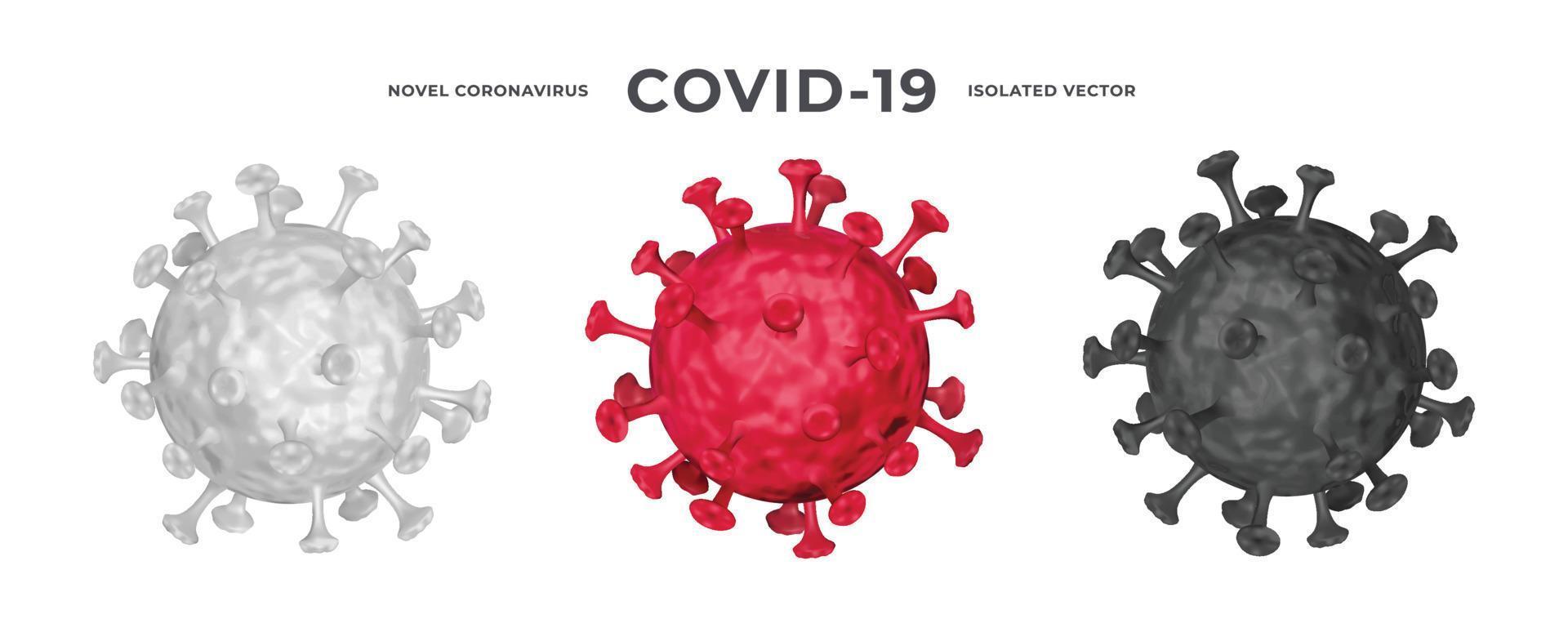 Coronavirus COVID-19 realistic isolated vector template set