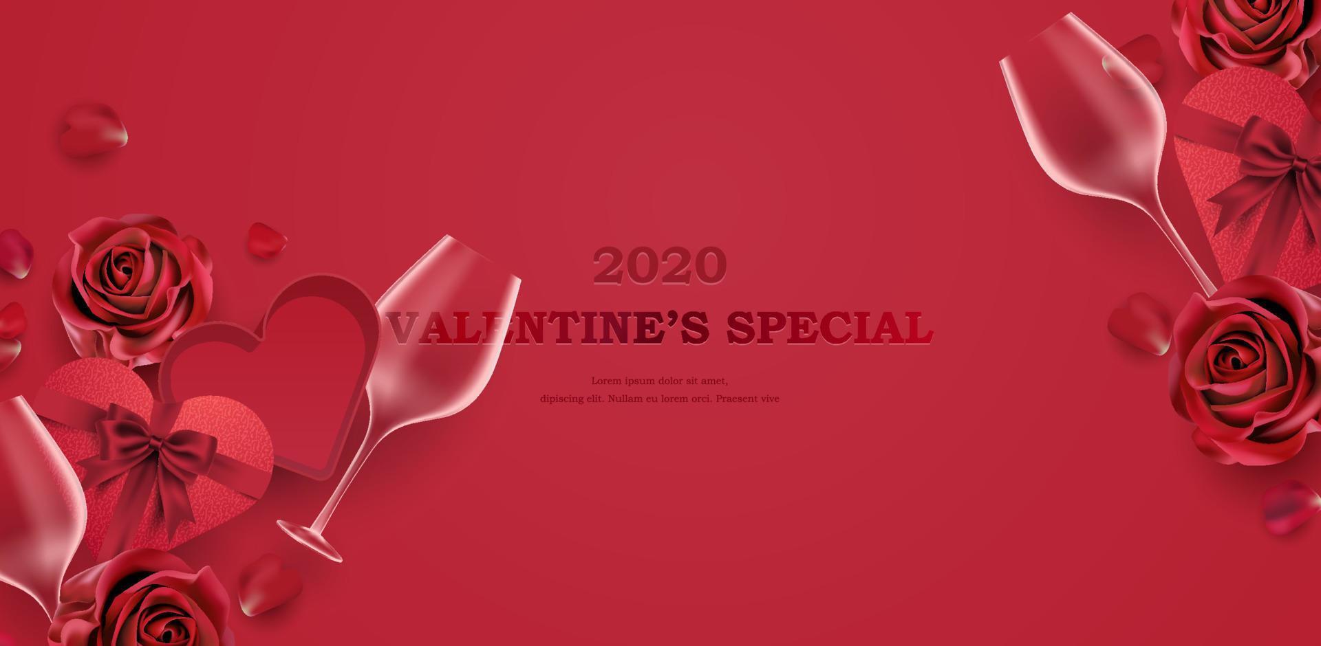 Red elegant luxury romantic valentine's day background frame vector illustration