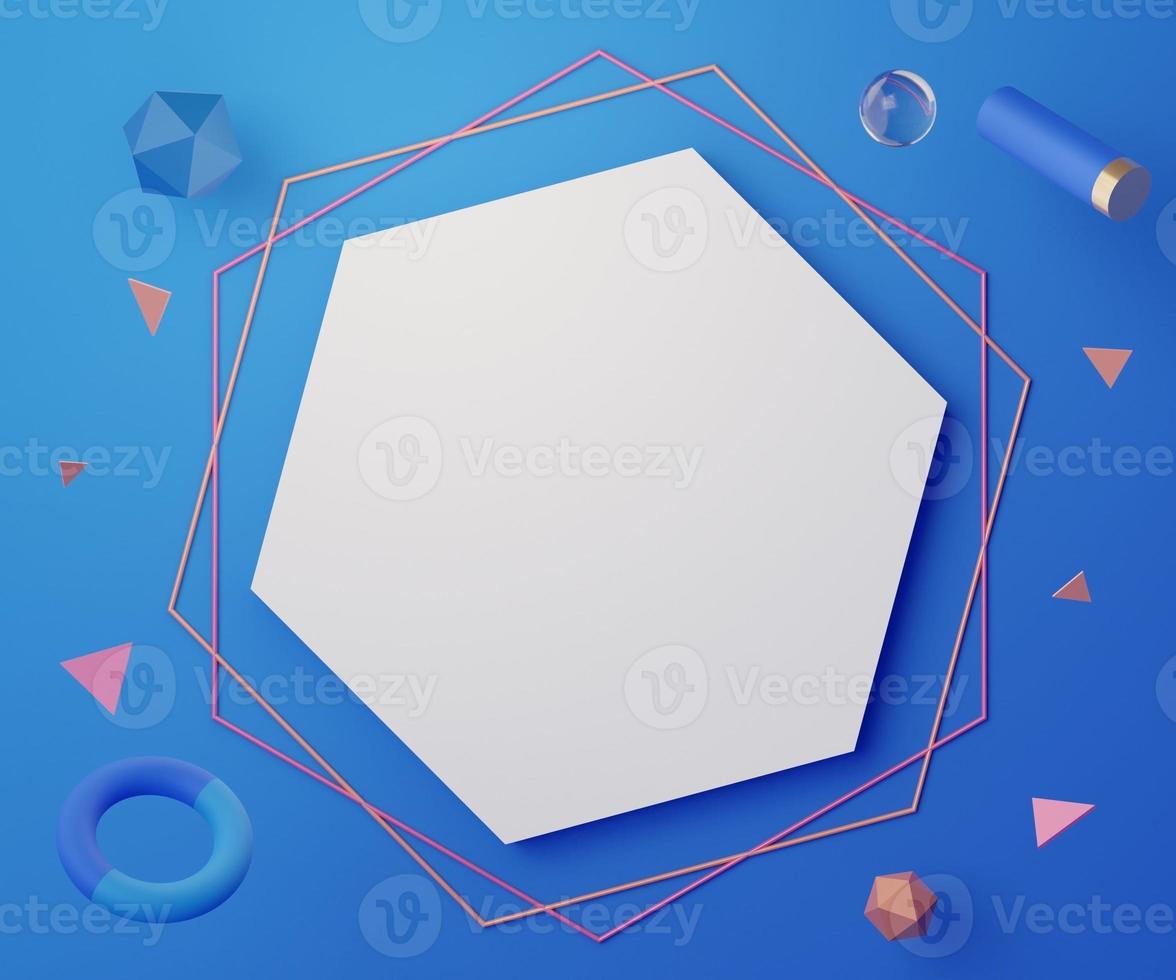 3d render top view of abstract geometric shapes for mock up and display products in fashion background theme. Creative idea concept. Luxury clean design. photo