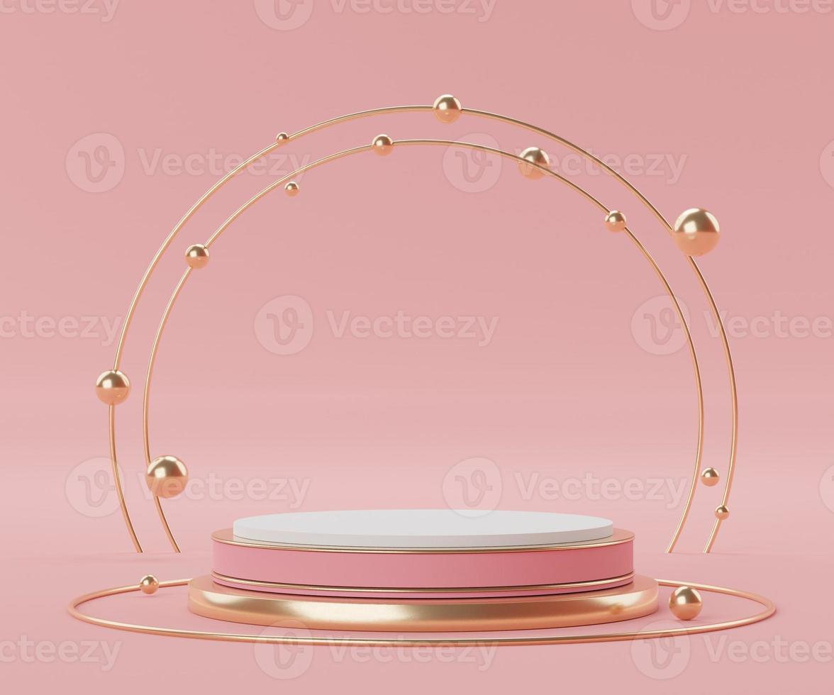3d abstract render minimal scene of pink coral Podium for display products and advertising with clean background photo