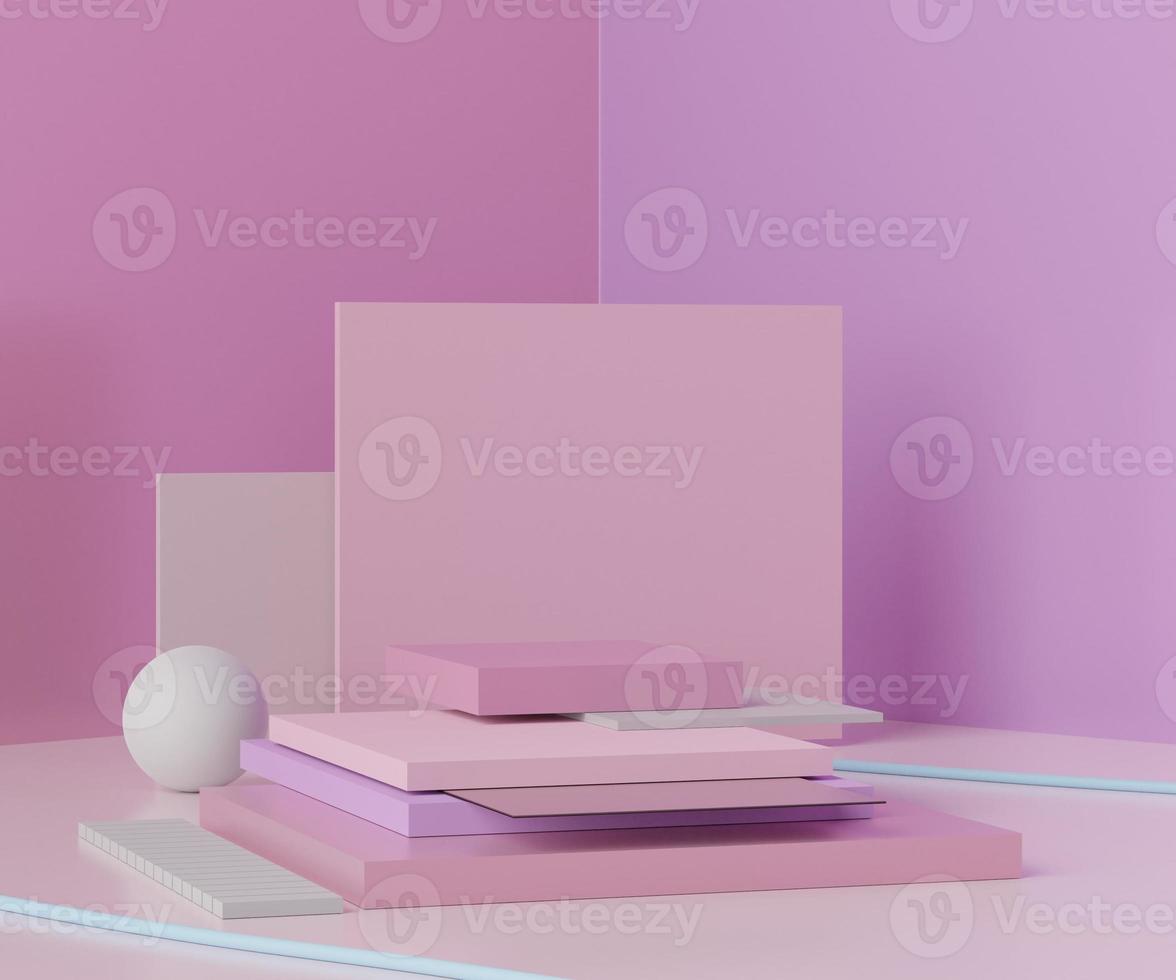 3d geometric forms. Minimal scene with podium. Empty platforms, stage,pedestal, and shopfront for mock up. Blank space for  product display. Abstract background for cosmetic advertising. photo