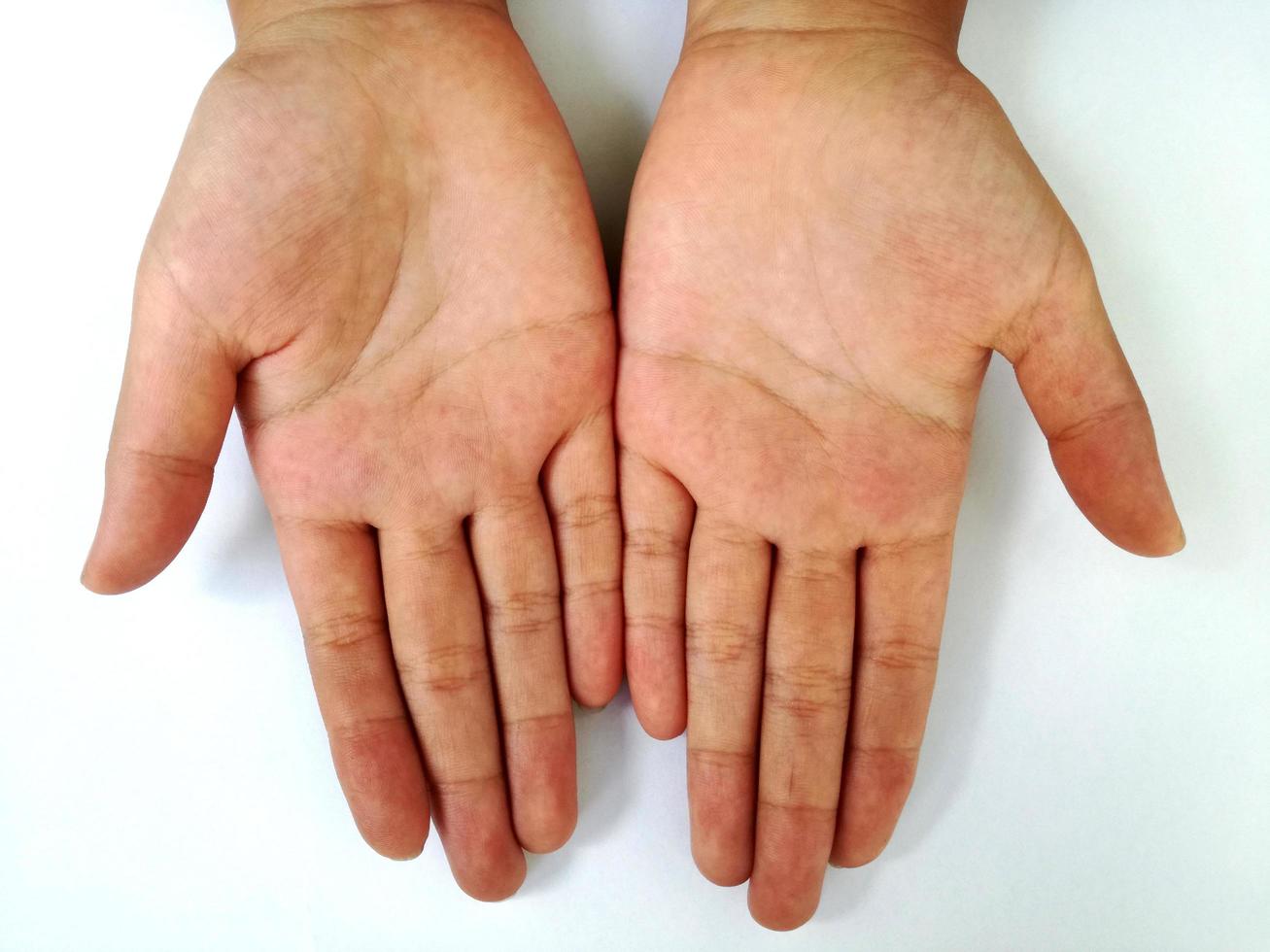 both palms closeup isolate on white background. photo