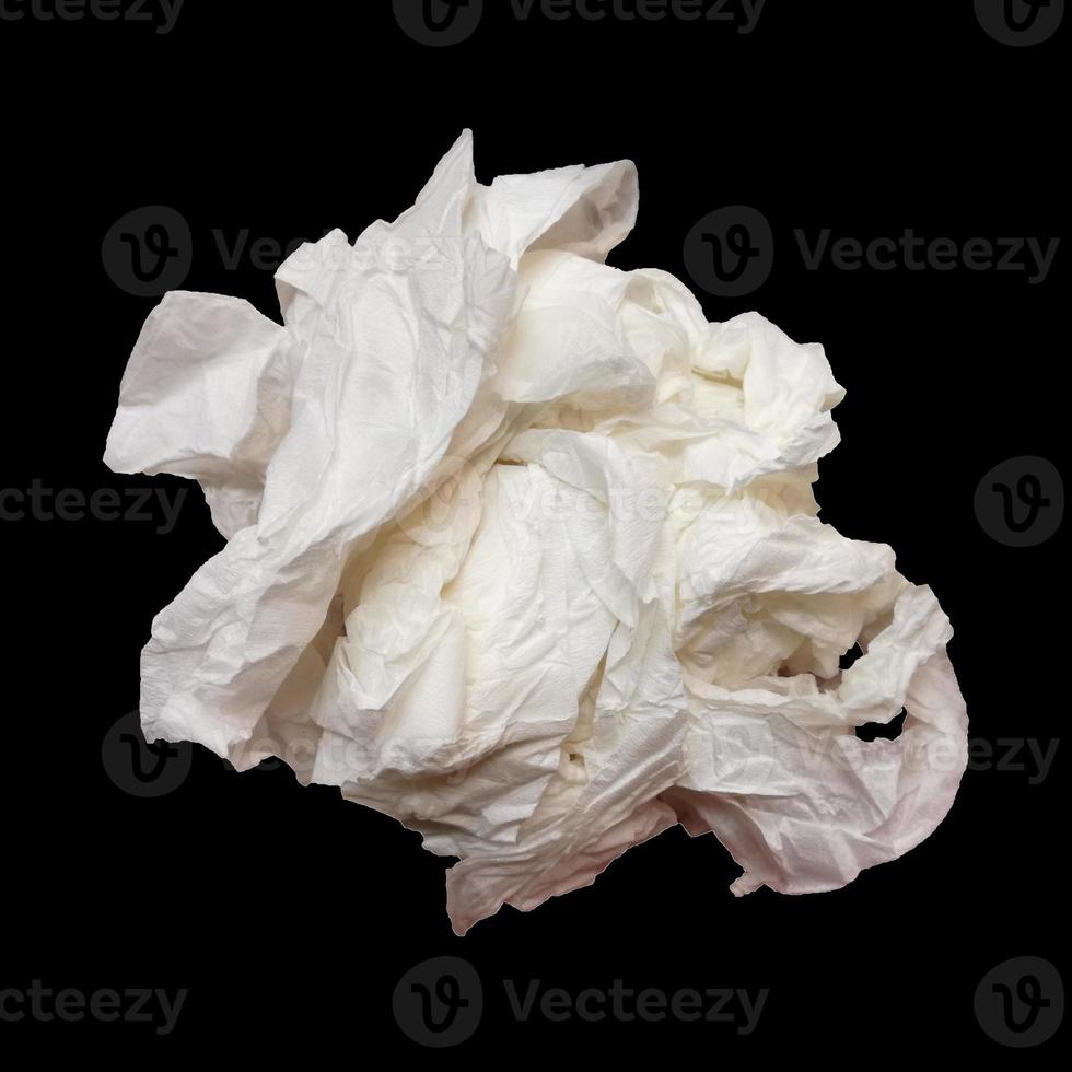wet tissues after cleaning isolate on black background. photo