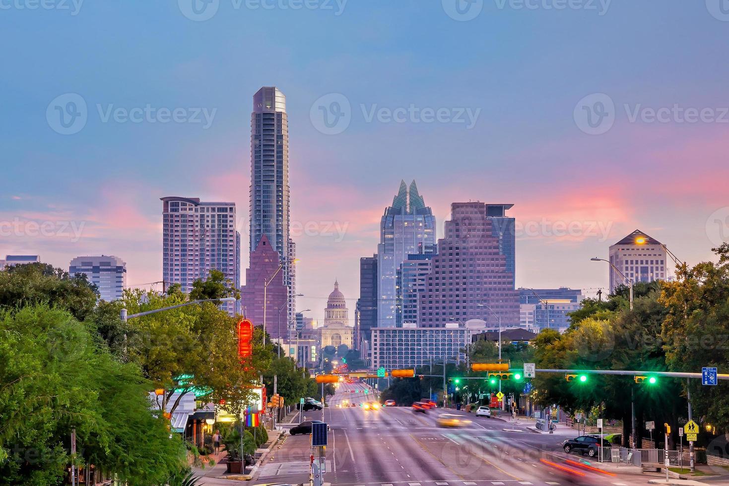 Austin city downtown skyline cityscape of Texas USA photo