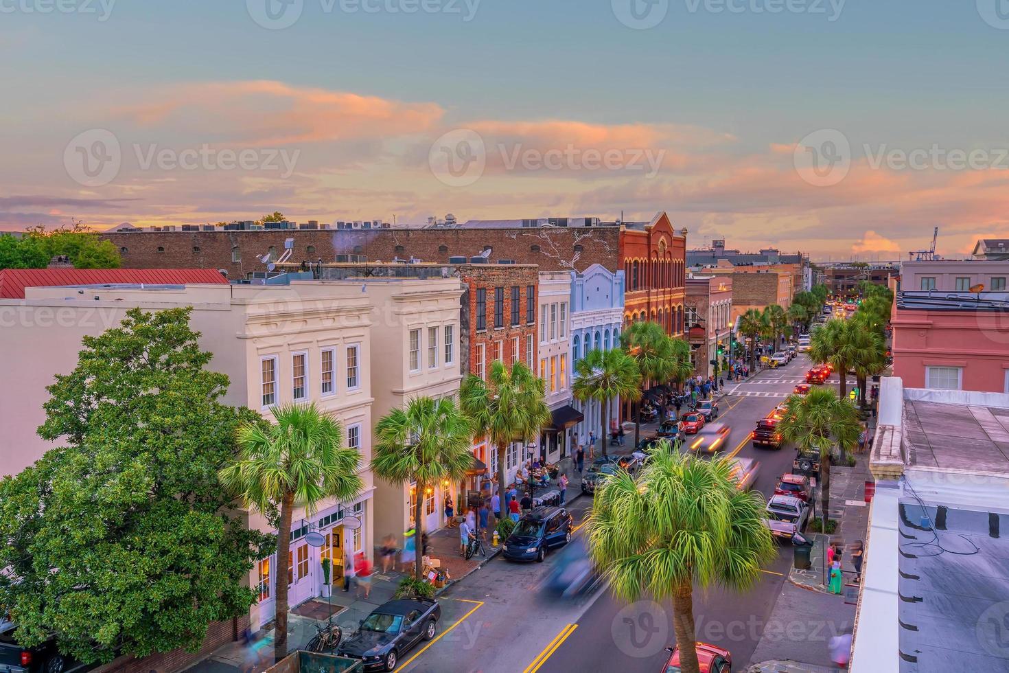 Historical downtown area of Charleston, South Carolina cityscape in USA photo