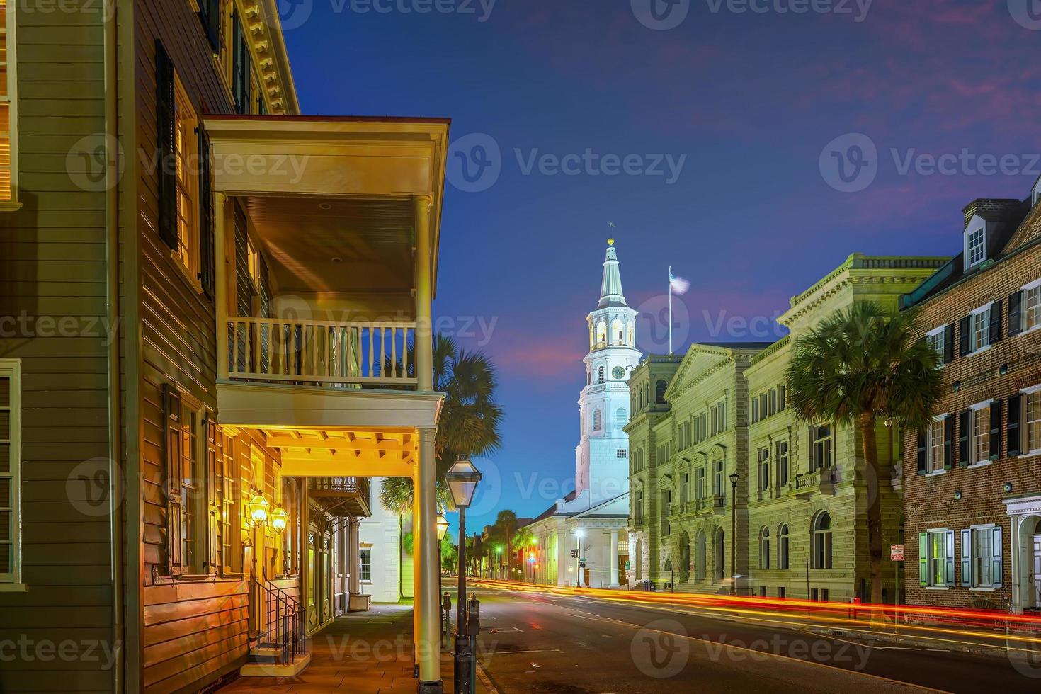 Historical downtown area of Charleston, South Carolina cityscape in USA photo