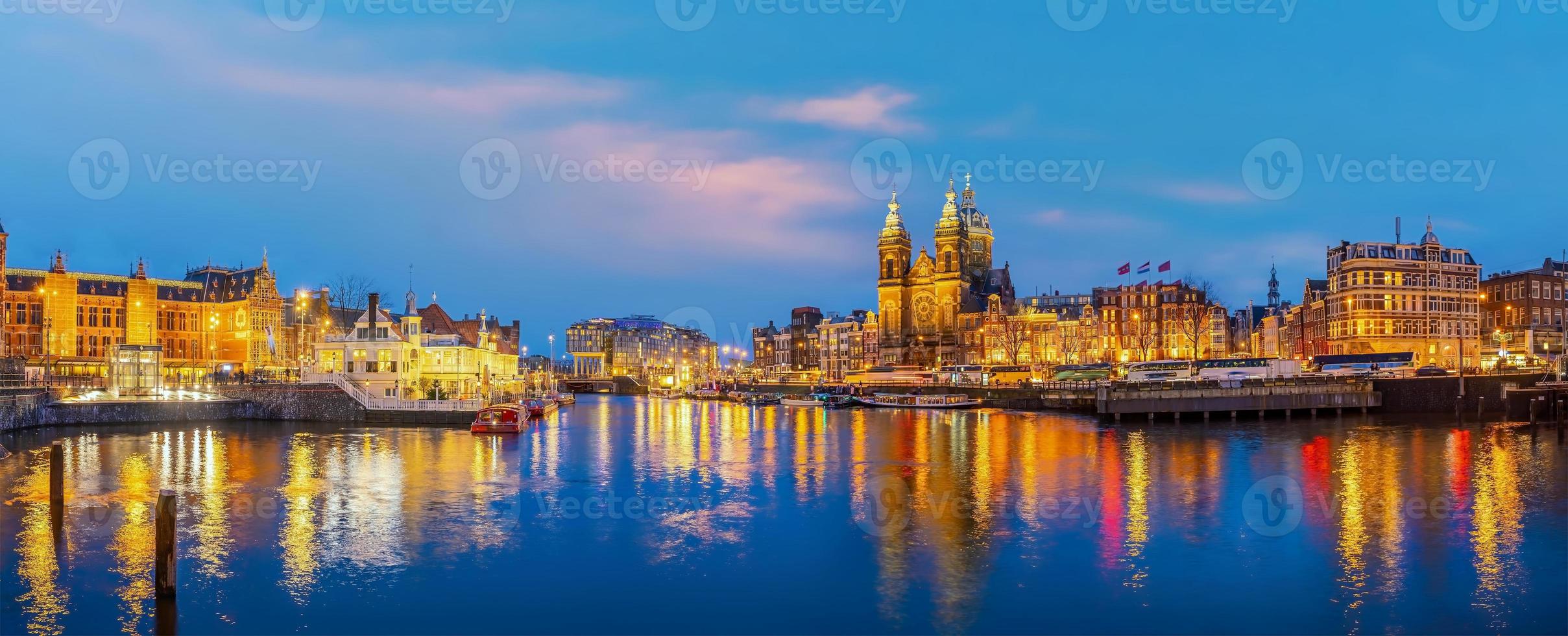 Downtown Amsterdam city skyline. Cityscape  in Netherlands photo