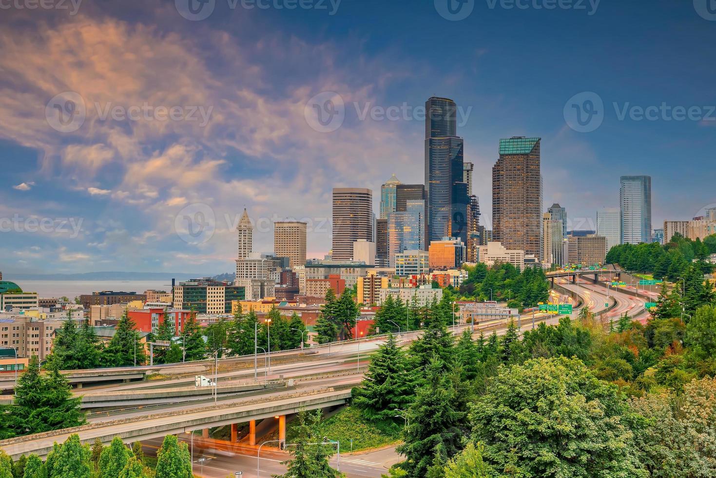 Seattle city downtown skyline cityscape of Washington state photo