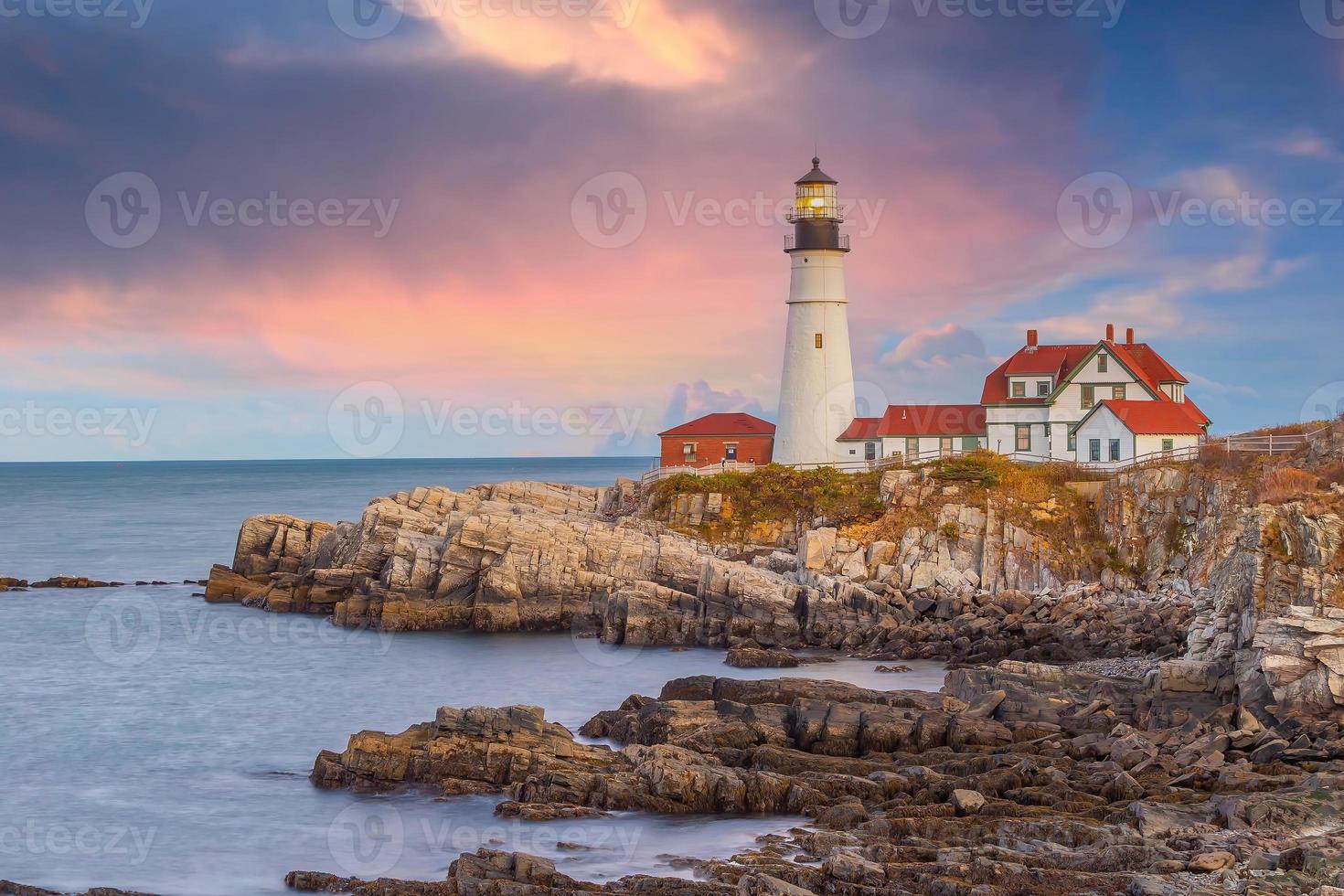 Portland Head Light  in Maine at Sunset photo