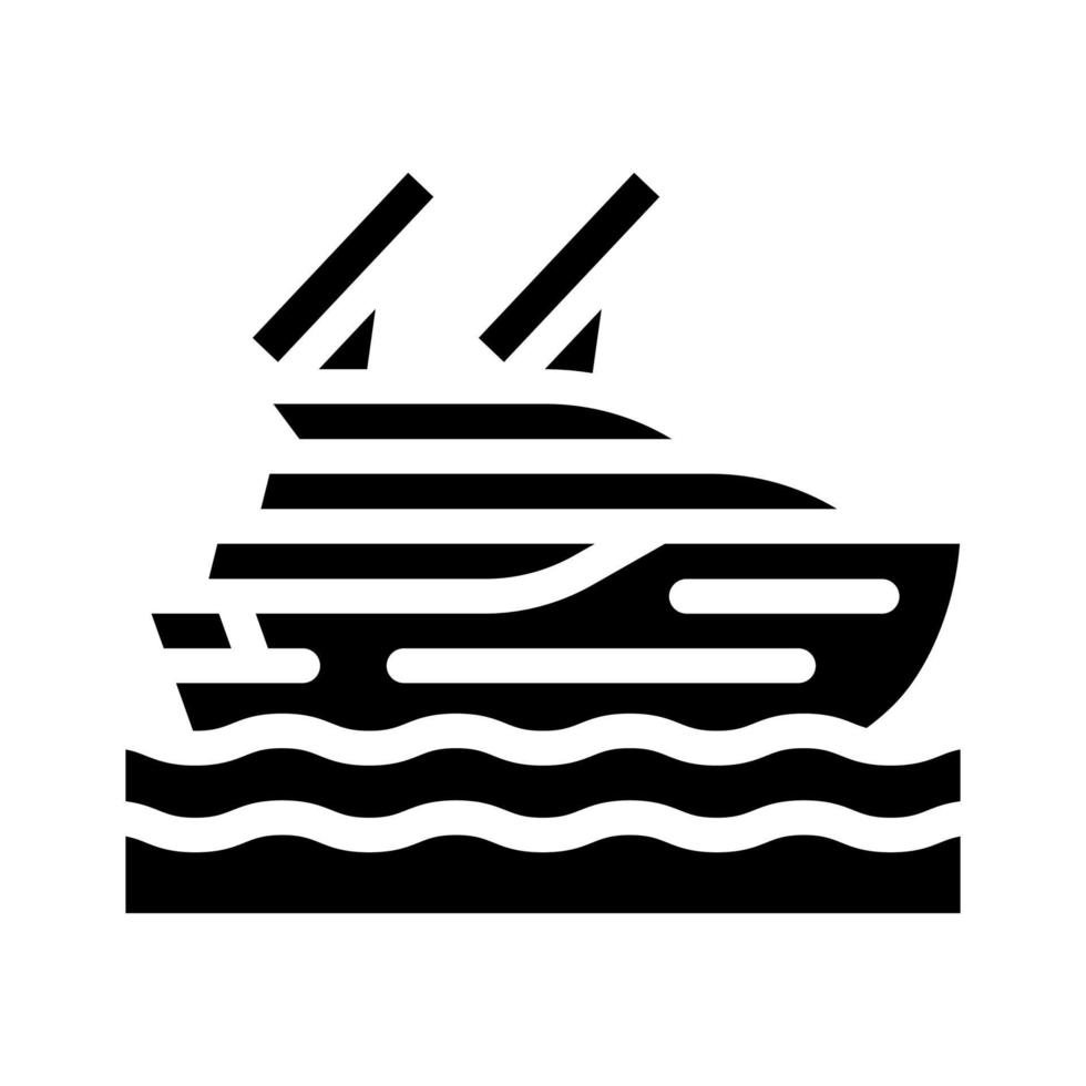 solar powered ship glyph icon vector illustration