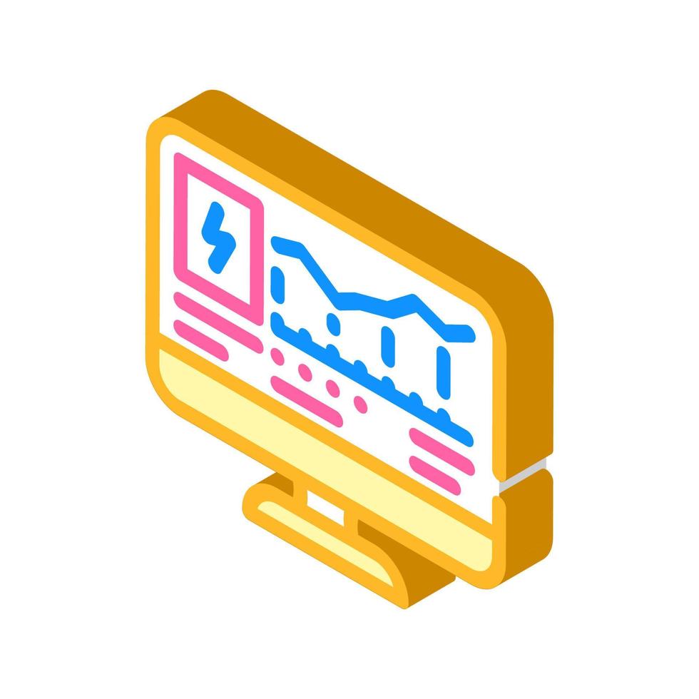 computer control of electricity consumption isometric icon vector illustration