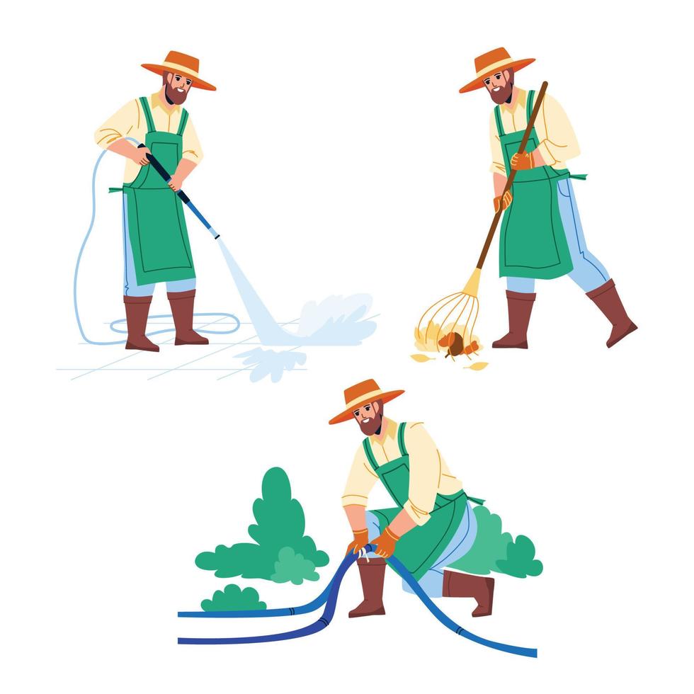Gardener Man Agricultural Occupation Set Vector