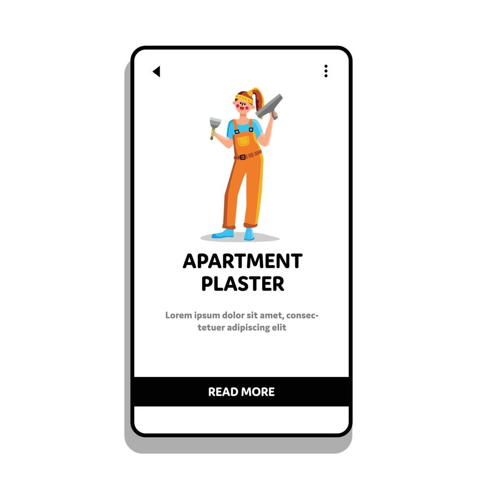 Apartment Plaster Worker With Repair Tool Vector