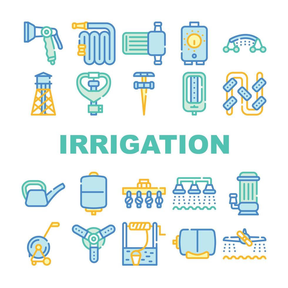 Irrigation System Collection Icons Set isolated illustration vector