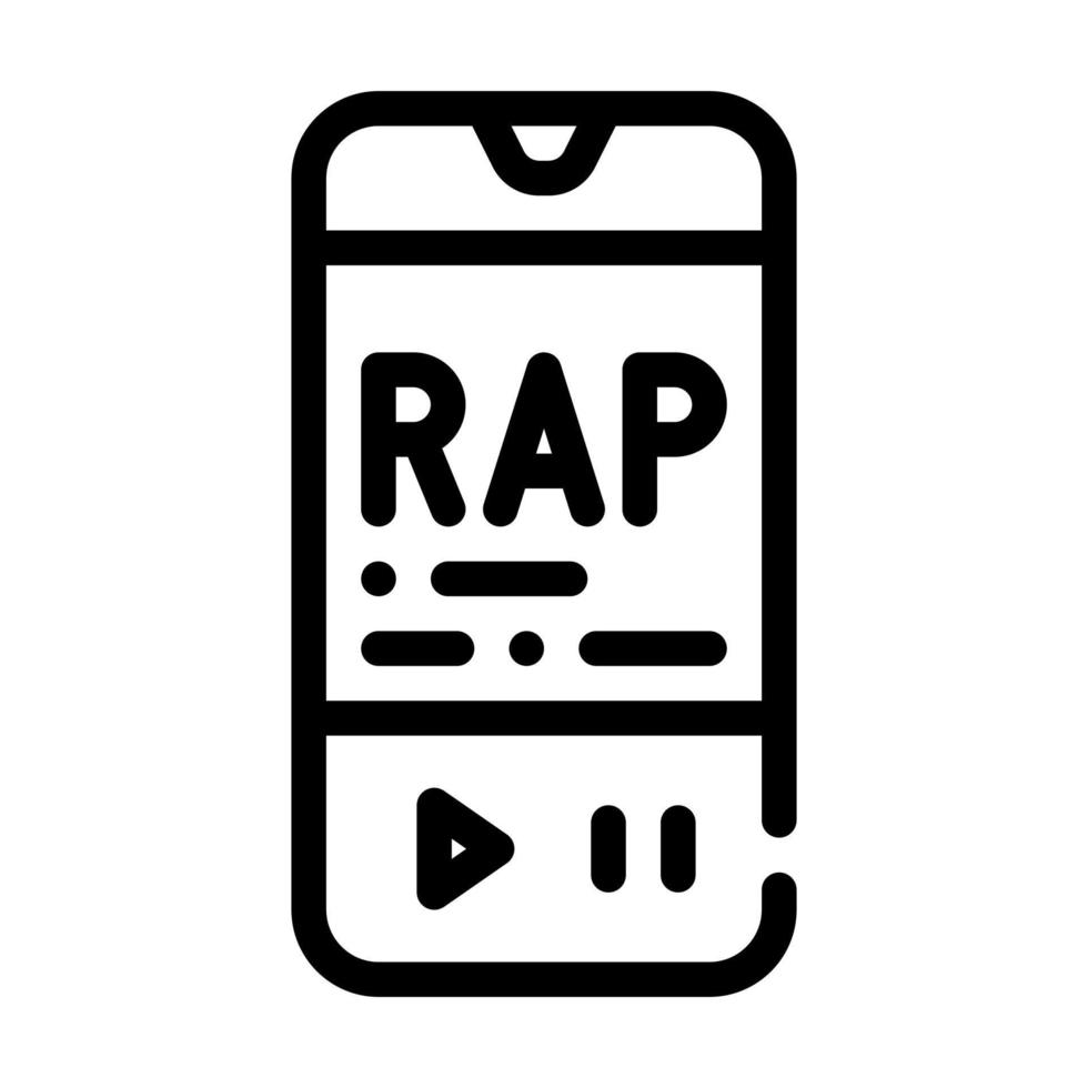 escuchar música rap teléfono aplicación línea icono vector ilustración