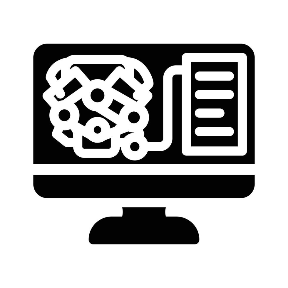 engine digital analysis and check glyph icon vector illustration