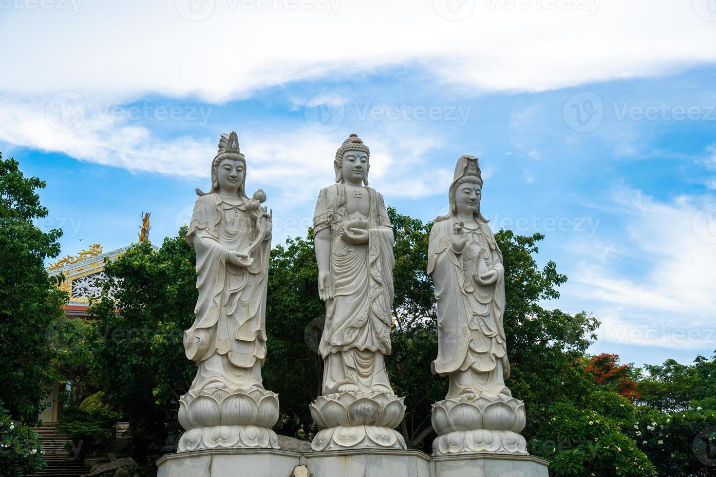 Buddhist Temple in Vietnam , Mot Hon  Linh Quang Monastery. Beauty architecture leads to Lord Buddha statue, which attracts tourists to visit spiritually on weekends photo