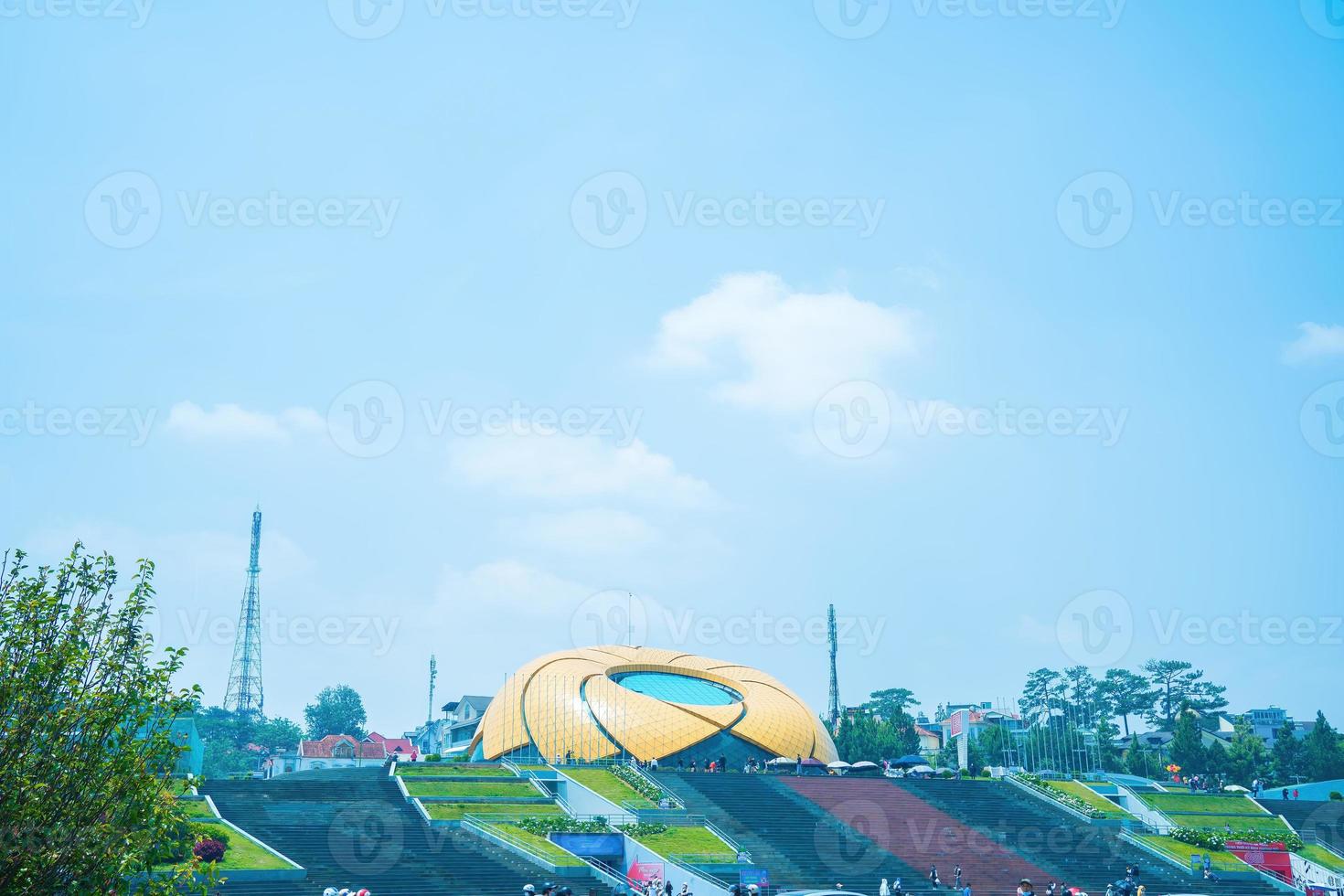 A view of Lam Vien square at the bank of Xuan Huong Lake. In Vietnam, Da Lat is a popular destination attracting thousands of tourists. photo