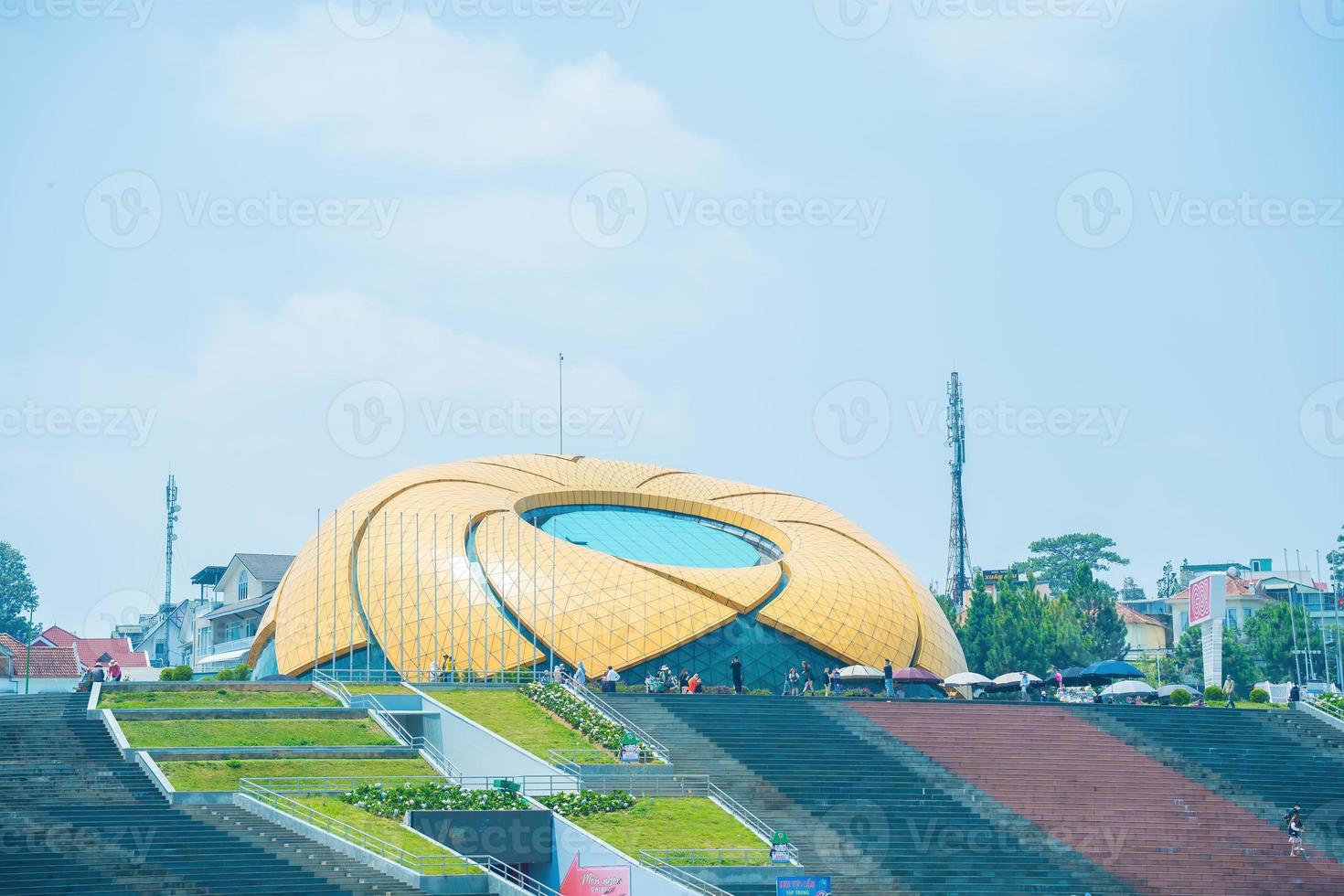 A view of Lam Vien square at the bank of Xuan Huong Lake. In Vietnam, Da Lat is a popular destination attracting thousands of tourists. photo