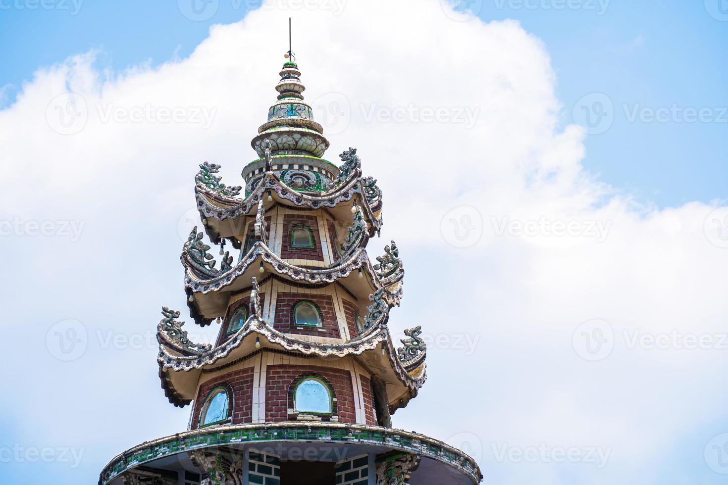 Linh Phuoc Pagoda in Da Lat, Vietnam. Dalat's famous landmark, buddhist porcelain glass temple. Linh Phuoc Pagoda in Dalat Vietnam also called Dragon Pagoda. photo