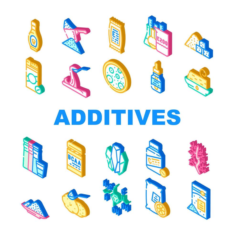 Food Additives Formula Collection Icons Set Vector