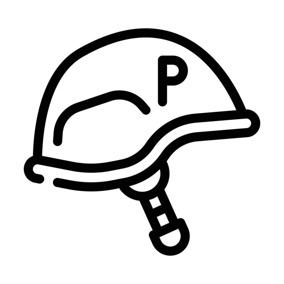 ilustración de vector de icono de línea de casco de periodismo militar