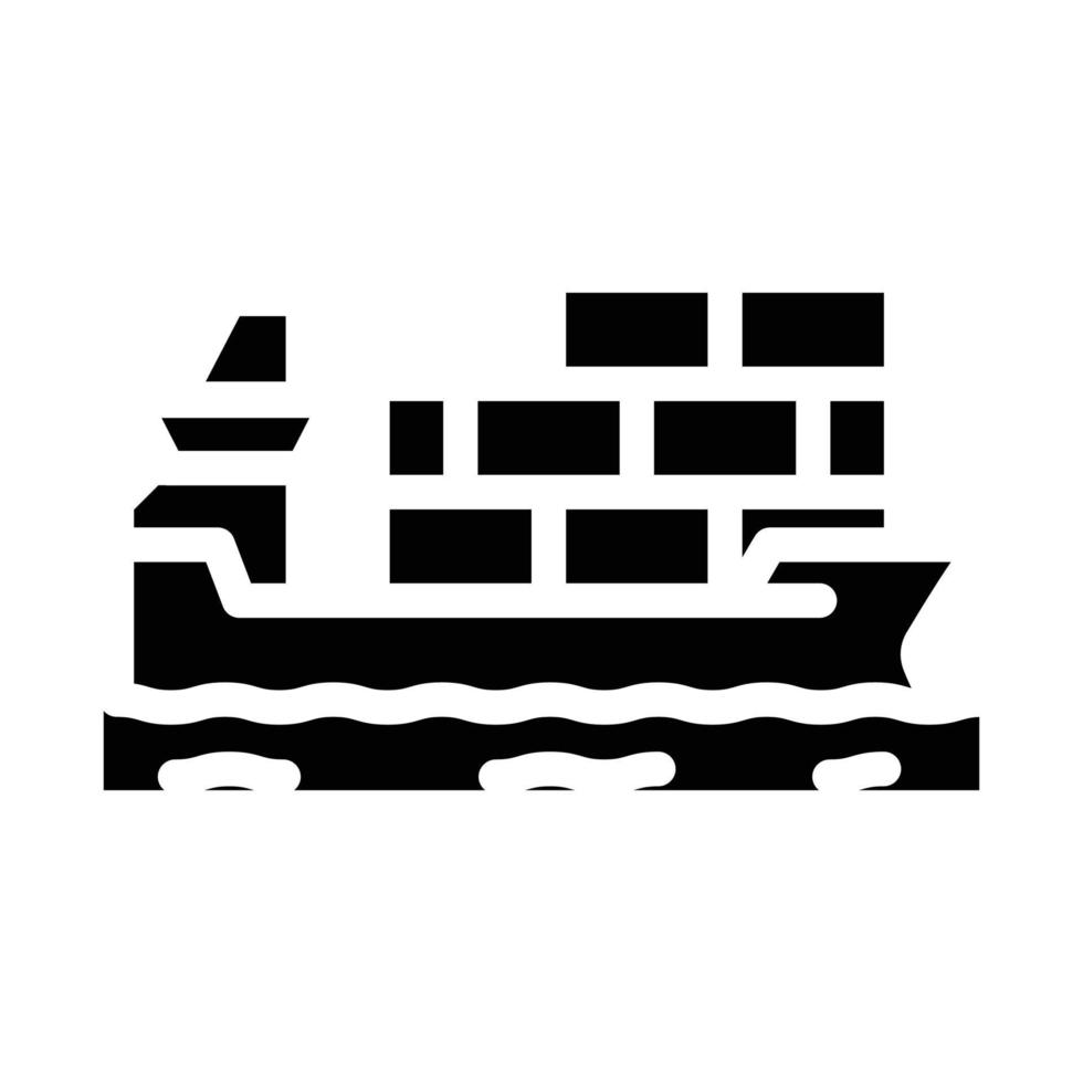 ilustración de vector de icono de glifo de barco de contenedores