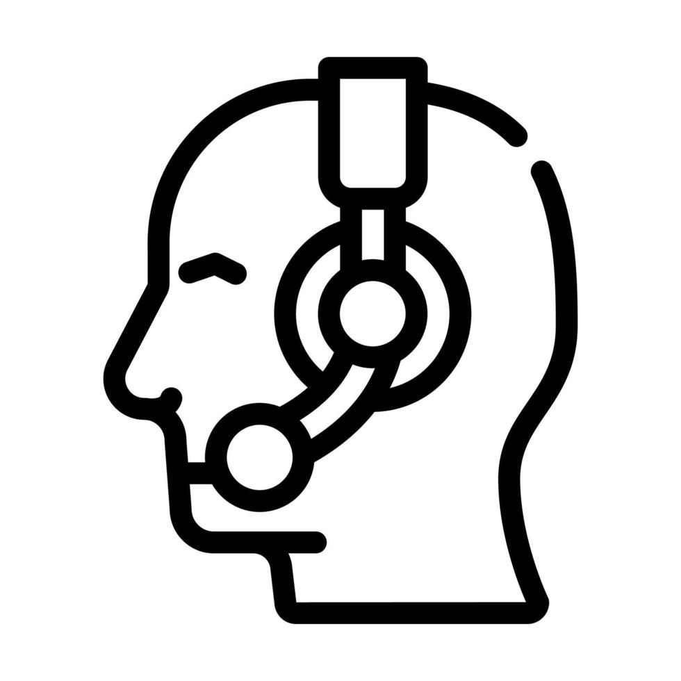 operator call center worker with headphones line icon vector illustration
