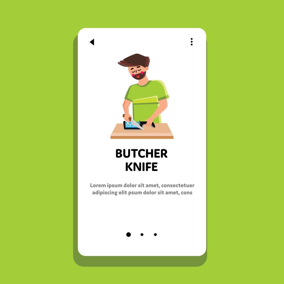 Butcher Knife Using Man For Cutting Meat Vector