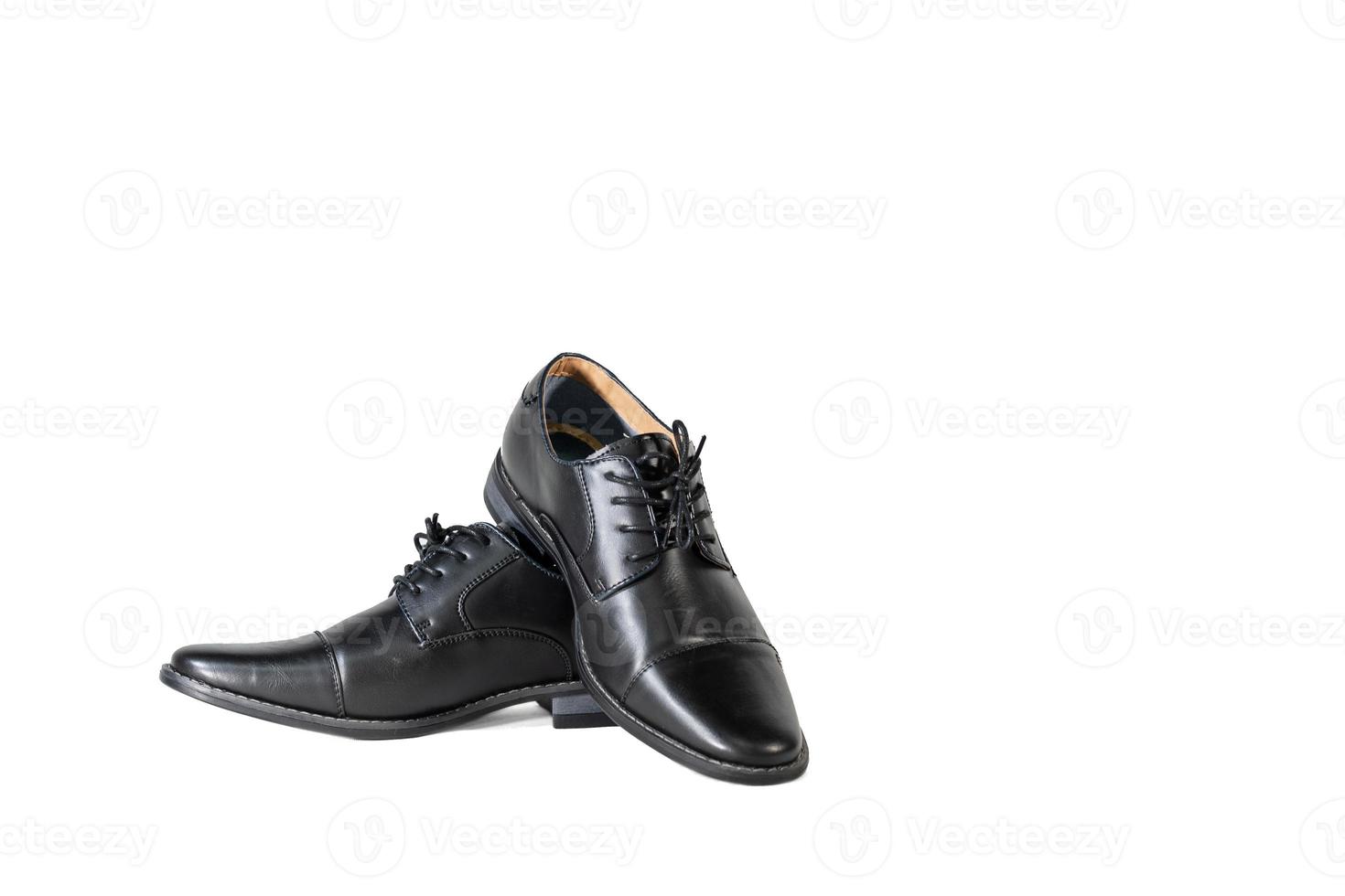 Luxuary man leather black shoe on the white isolation backtground. photo